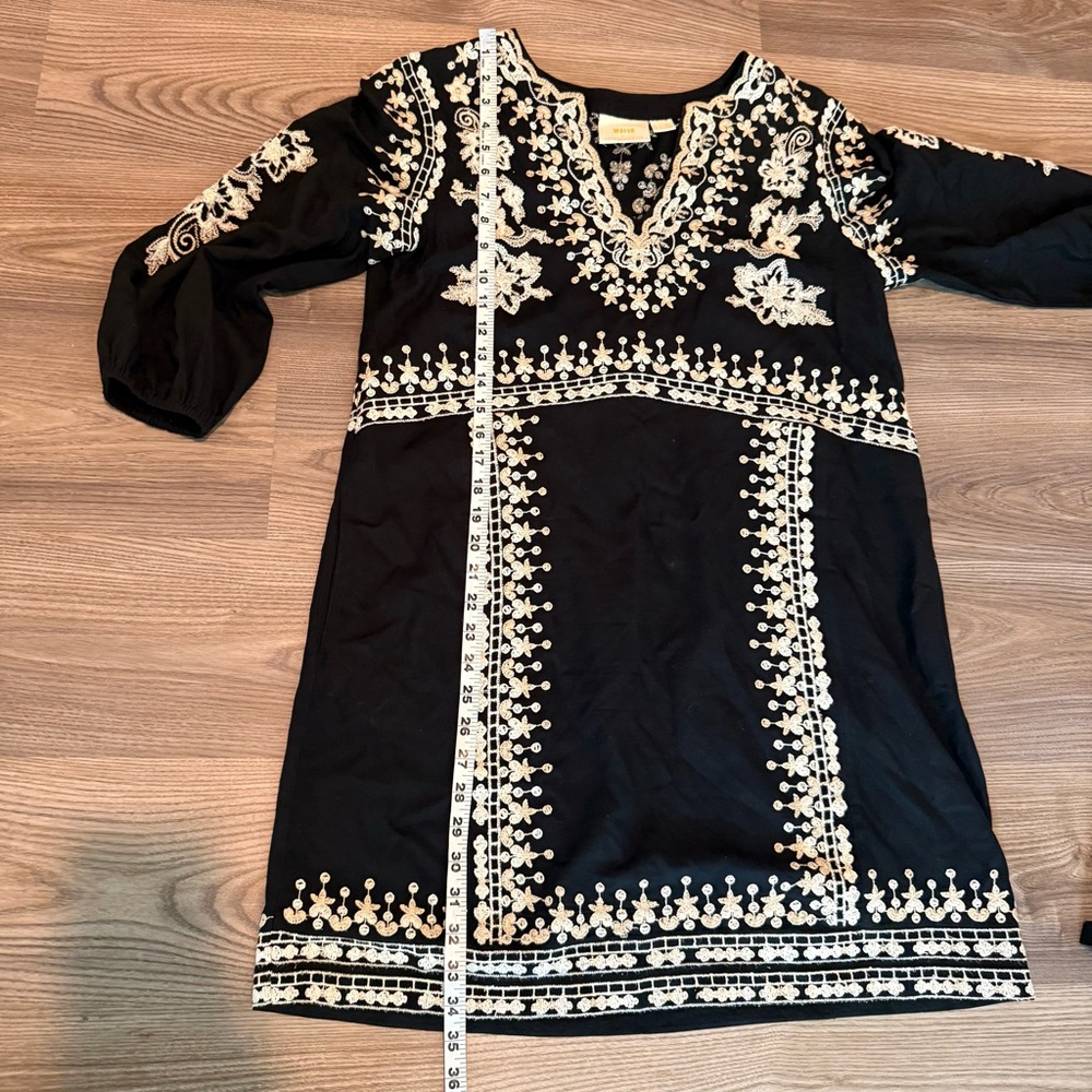 Anthropologie Maeve Embroidered Shiloh Tunic Dress Pockets Women’s s size 6 Boho - Picture 3 of 8